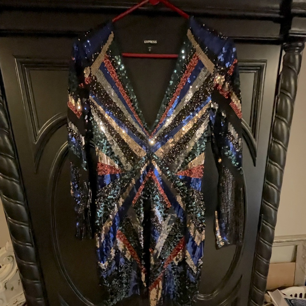 Express Medium full sequin dress with sleeves.